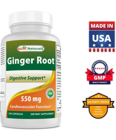 Best Naturals Ginger Root 550mg - 250 Capsules | Natural Digestive Support | 250 Count (Pack of 1) - Buy Online on GoSupps.com