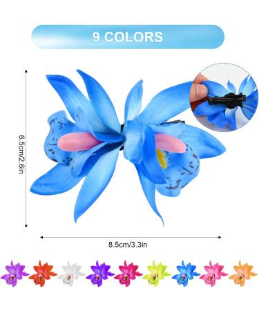 Bohemian Flower Hair Clip Multicolor Double Orchid Hawaiian Tropic Flower Hairpins for Women Girls Flower Hair Accessories Orchid Clips for Hawaiian Luau Beach Wedding Birthday Party (9 Colors) - Buy Online on GoSupps.com