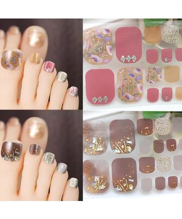 Glitter Marble Mermaid Toenail Art Stickers - 8 Sheets Self-Adhesive Full Toe Wraps & Nail Files for Women & Girls | Shop Internationally - Buy Online on GoSupps.com