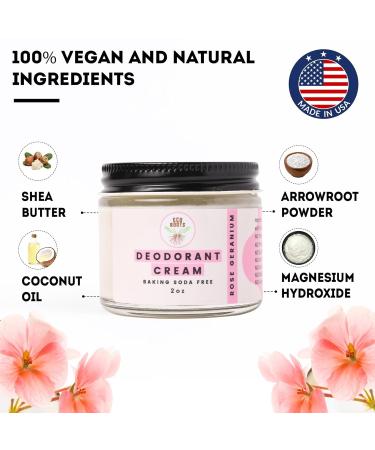 ECO ROOTS Natural Deodorant for Women & Men | Organic Deodorant Cream Non Aluminum | Baking Soda Free Healthy Deoderant for Body & Private Parts | All Vegan Pit Paste Zero Sweat | Rose Geranium Scent - Buy Online on GoSupps.com