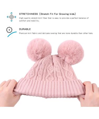 XIAOHAWANG Warm Kids Beanie | Winter Knitted Baby Hat | Boys Girls Infant Toddler Toque with Pompom | 0-6 Months | Skin Pink - Buy Online on GoSupps.com