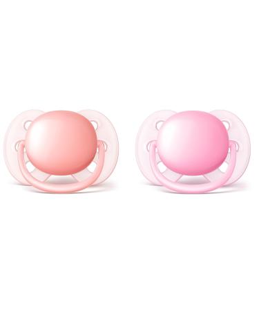 Philips AVENT Ultra Soft Pacifier 0-6 Months Pink/Peach 4 Pack - SCF213/40 - 4 Count - Buy Online on GoSupps.com