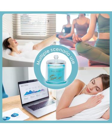 Luxury Sea Salt Scented Candles 9 oz Natural Soy Wax Aromatherapy Gifts for Women | 50 Hours Burn Time in Elegant Blue Jar - Buy Online on GoSupps.com