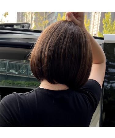 Haircube Short Bob Wig with Bangs for Women - Heat-Resistant Synthetic Fiber for Party Cosplay & Daily Wear (Brown/Black Tea) - Buy Online on GoSupps.com