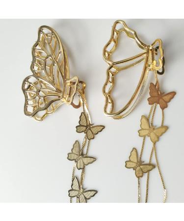 Metal Butterfly Tassel Hair Claw Clips - Non-Slip Hair Catch Barrettes for Women & Girls - 2 Pack - Buy Online on GoSupps.com