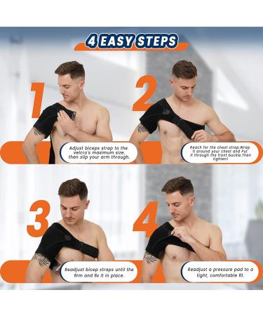 Shoulder Brace for Men and Women - Pain Relief Support and Compression for Torn Joint, Tendonitis, Bursitis - Neck Stabilizer for Dislocated Subluxation - Left and Right Arm - Black - Buy Online on GoSupps.com