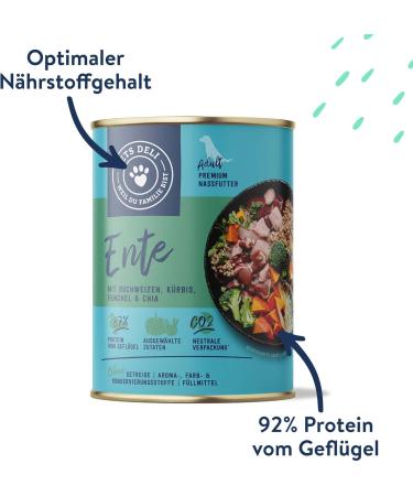 Pets Deli Wet Dog Food with Duck Pumpkin & Broccoli Gluten & Sugar-Free 6 x 400g Pack - Buy Online on GoSupps.com