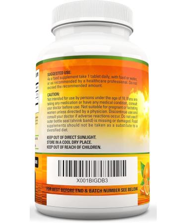 High Strength Vitamin C 1500mg - 180 Vegan Tablets, 6 Month Supply | Made in UK - Buy Online on GoSupps.com