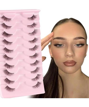 Half Cut False Eyelash(10 Pairs) Transparent Stem Eyelash Reusable Natural Slim + Soft Curl Eye Tail Lengthening + Multi-Layer Cross for Lashes Beginner I - Buy Online on GoSupps.com