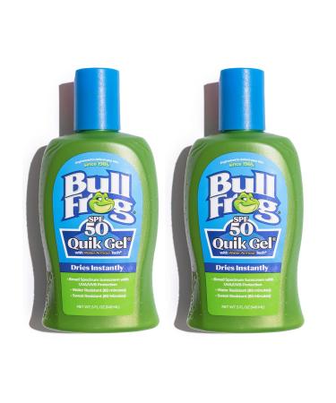 Bullfrog Quik Gel Sunscreen SPF 50 | Oxybenzone & Octinoxate Free | Broad Spectrum Moisturizing UVA/UVB, 5oz, 2 pack