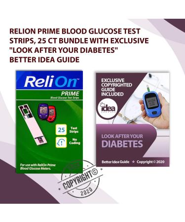 ReliOn Prime Blood Glucose Test Strips 25 Ct Bundle with Diabetes Care Guide - 2 Item Set - Buy Online on GoSupps.com