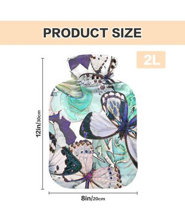 Blue Butterfly Pattern Hot Water Bottle - 2L Pain Relief & Hand Warmer - Buy Online on GoSupps.com