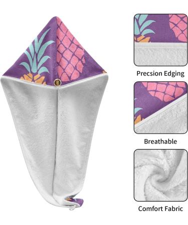 Super Absorbent Pineapple Silhouette Hair Towel 2 Pack - Quick Dry Hair Turbans for Women & Girls - Buy Online on GoSupps.com