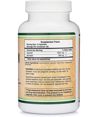 Quercetin with Bromelain Capsules - 120 Count (200mg) Immune Health Support for Men and Women - Vegan Safe, Made in USA - Double Wood Supplements - Buy Online on GoSupps.com