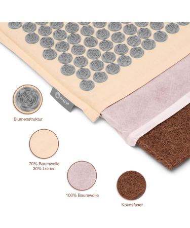 FITLEAP Akupressurmatte Set with Pillow & Bag | Premium Massage Mat for Relaxation & Pain Relief in Nature/Gray - Buy Online on GoSupps.com