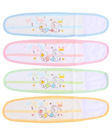 HEALLILY Baby Belly Button Band 4pcs newborn belly belt Cotton Umbilical Cord Infant Belly Band Cartoon Soft Newborn Navel baby belly binder Belt newborn abdominal binder