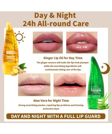 NewBang Natural Lip Maximizer Plumper Set - Day & Night Ginger Aloe Vera Serum - Lip Care for Fuller Plumping & Hydration - Reduce Fine Lines - 2pcs Set - Buy Online on GoSupps.com