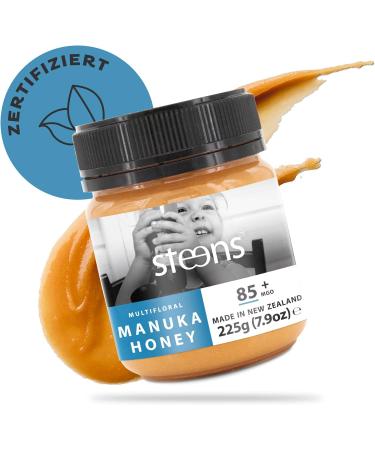 Steens Manuka Honey MGO 85+ 225 g pure raw 100 certified multifloral manuka honey filled and sealed in New Zealand - Buy Online on GoSupps.com