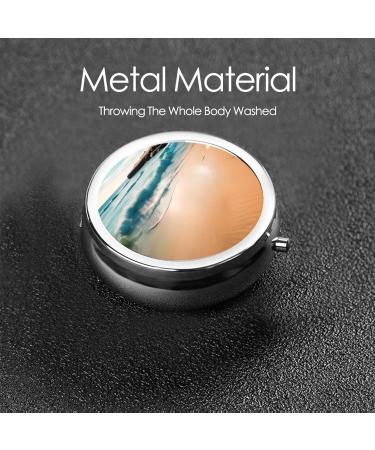 Beach Scenery Round Pill Box 3 Compartment Organizer | Portable Travel Pillbox for International Shipping - Buy Online on GoSupps.com