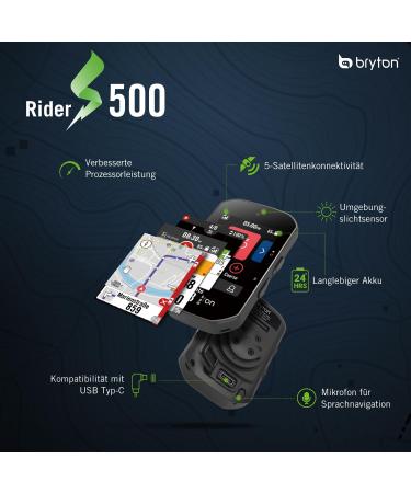Bryton Rider S500 GPS Bike Computer - 2.4 Touchscreen Offline EU Card E-Bike Compatible (Shimano Steps & Ant+) - Buy Online on GoSupps.com