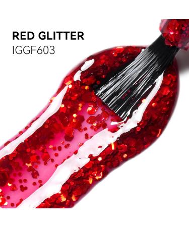 MEGIOR Red Glitter Gel Nail Polish 15ml Sparkling Sequins Gel Polish High Gloss Soak Off UV LED Nail Gel Polish for Nail Art Manicure Salon DIY Home Gift for Girls - Buy Online on GoSupps.com