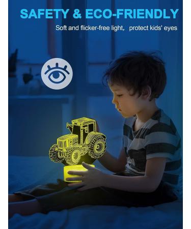 Nice Dream Tractor Night Light - 3D Illusion LED Lamp for Kids | Remote Control 16 Colors Dimmable | Perfect Christmas Gift & Bedroom Decor - Buy Online on GoSupps.com