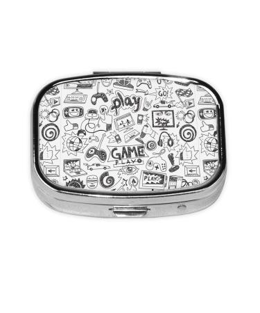Video Game Boys Print Pill Organizer Travel Pill Box Square Mini Pill Box 2 Compartment Pill Box Video Game Boys One Size