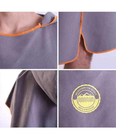 Megawodar Microfiber Poncho Towel - Adult Surf Beach Wetsuit Changing Robe - Gray - Buy Online on GoSupps.com