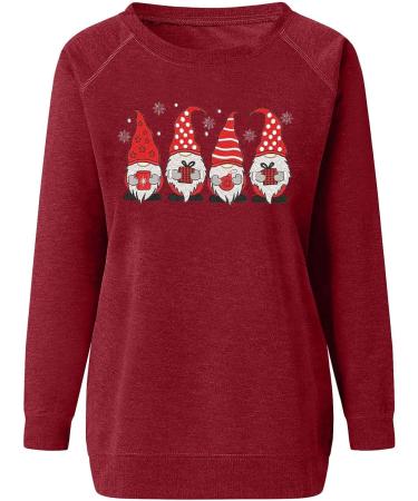 oelaio Womens Blouses 2023 Christmas Long Sleeve Tops for Leggings Round Neck Graphic Cute Pullover Fall Loose Fit T Red - Buy Online on GoSupps.com