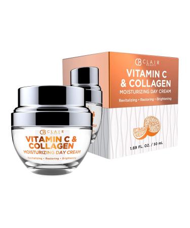 CLAIR BEAUTY Vitamin C & Collagen Moisturizing Day Cream - Revitalizing & Brightening | Reduces Appearance of Wrinkles & Fine Lines | Restores & Refreshes Skin Tone - 50mL