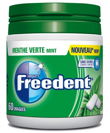 FREEDENT - Green Mint - Box of 60 Sugar-free Chewing Gum Dragees (Set of 4)