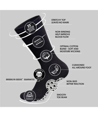 Non-Skid Diabetic Cotton Crew Socks 6-Pack Medium - Black - Buy Online on GoSupps.com