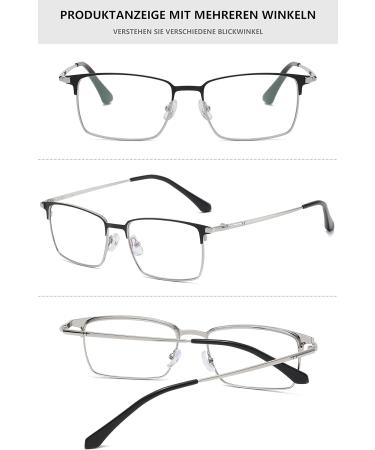Lanomi Blue Light Filter Reading Glasses for Men & Women - Rectangle Metal Frame 3.0 Diopter Anti-Rays Visual Help - Buy Online on GoSupps.com