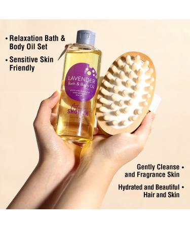 Shower Oil - Lavender Bath and Body Oil Gift Set for Dry Skin with Coconut Oil, Almond Oil, Shea Butter - 8.8 fl oz - Christmas Gifts - Buy Online on GoSupps.com