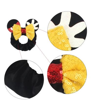 6 Pack Mouse Ears Hair Bows Scrunchies - Velvet Sparkle Sequin Hair Accessories for Kids and Adults - Perfect for Cosplay, Vacation, Party - Style 1 - Buy Online on GoSupps.com