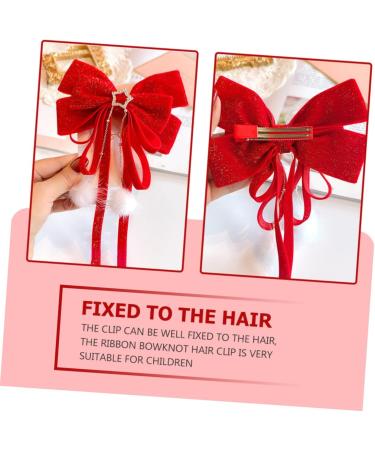 POPETPOP 1pc hair accessories sweet bow hairpin christmas silky hair bow clip christmas bow hairpin bow hair clip decorative hair clips Bowknot Headdress issue card Baby girl flocking - Buy Online on GoSupps.com