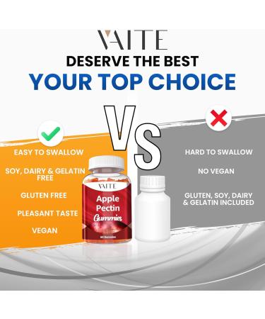 Apple Pectin Gummies - High-Fiber Supplement with 2000mg Natural Cholesterol Lower Support Promotes Digestive Wellness & Stomach Comfort Non-GMO & Gluten Free Herbal Supplements - 60 Vegan Gummy - Buy Online on GoSupps.com