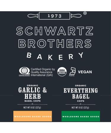 Schwartz Brothers Everything & Garlic Bagel Chip Sampler - Fresh Organic Kosher Artisanal Vegan (2 Pack, 8 oz) - Ideal for Parties & Picnics - Buy Online on GoSupps.com
