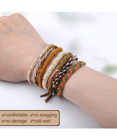 57 Pcs Boho Hair Tie Bracelets - Elastic Retro Ponytail Holders for Women | Thick and Thin Hair Bands - Buy Online on GoSupps.com