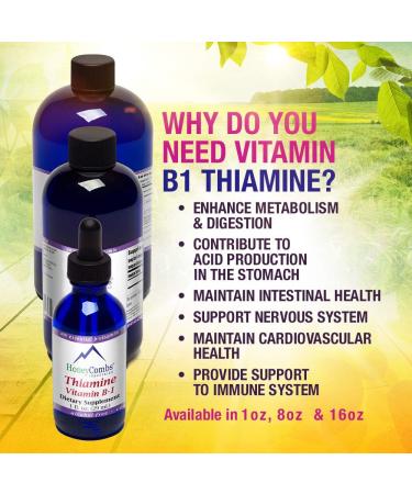 HoneyCombs Vitamin B1 Thiamine Supplement Liquid Drops and Green Barley 4 - Maintain Energy Nervous System Metabolism & Overall Well-Being (Thiamine Drops 1 Fl Oz + Green Barley 4 8.5 Oz Powder) Vitamin B1 + Green Barley - Buy Online on GoSupps.com