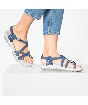Skechers Women's Reggae Slim-Vacay Slingback Sandals | 39 EU Navy Duraleather Webbing - International Shipping Available - Buy Online on GoSupps.com