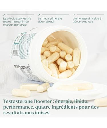 Nutrielement - Testosterone Booster - 120 Capsules - Tribulus Terrestris Maca Ashwagandha and Zinc - Men's Testosterone Dietary Supplement - Libido Energy and Endurance - Buy Online on GoSupps.com