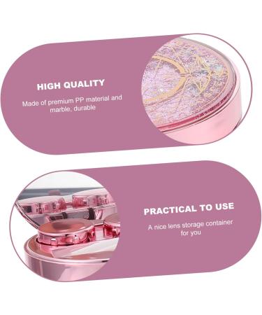 Solustrie Starry Sky Glasses Case | Travel Contact Lenses Organizer | Portable Eye Lens Holder & Mirror - Pink - Buy Online on GoSupps.com