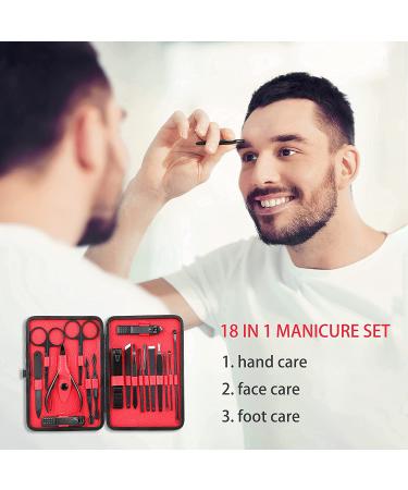 Premium Stainless Steel Manicure Set for Men and Women - 18Pc with Leather Travel Case (Black) - Buy Online on GoSupps.com