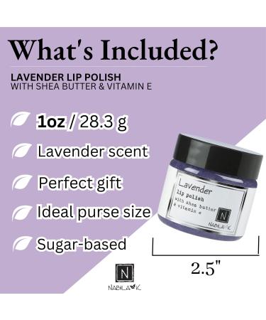 Lavender Lip Polish 1 oz by Nabila K - Hydrating Lip Exfoliator & Moisturizer with Shea Butter and Vitamin E for Dry and Chapped Lips - Cruelty-Free Real Sugar Made in USA - Buy Online on GoSupps.com