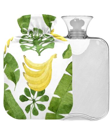Naanle banana palm leaves heat bottle with reference transparent hot water bottle 1l warm steadel for bed handfoot heat pain relief heat and cold therapy