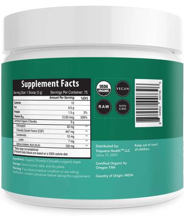 Organic Chlorella Powder - 4 Certifications, Raw & Sun Grown - High Nutrient & CGF Levels, 75 Servings - Buy Online on GoSupps.com