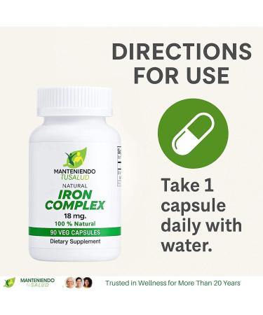 Manteniendo Tu Salud Iron Complex 18mg Essential Mineral 90 Capsules 50 Tablets - Buy Online on GoSupps.com
