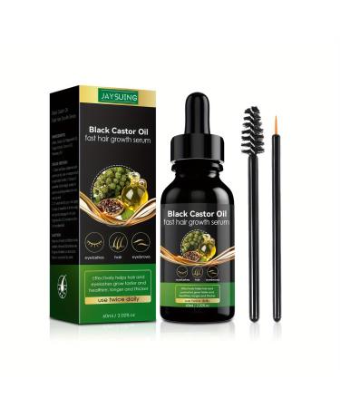2 PCS Natural Pure Black Organic Castor Oil Cold Pressed Black Massage Oil Unrefined Glass Bottle for Moisturizing and Hair Treatment Nourish and Hydrate Eyelashes Eyebrows Skin and Hair