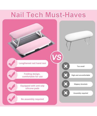 ROLIZOE Foldable Nail Arm Rest 40cm Soft PU Leather Manicure Pillow Nail Cushion No Drilling Anti-Slip Manicure Hand Rest with Nail Mat Nail Hand Pillow Manicure Cushion Beginner for Nail Art (Pink) - Buy Online on GoSupps.com